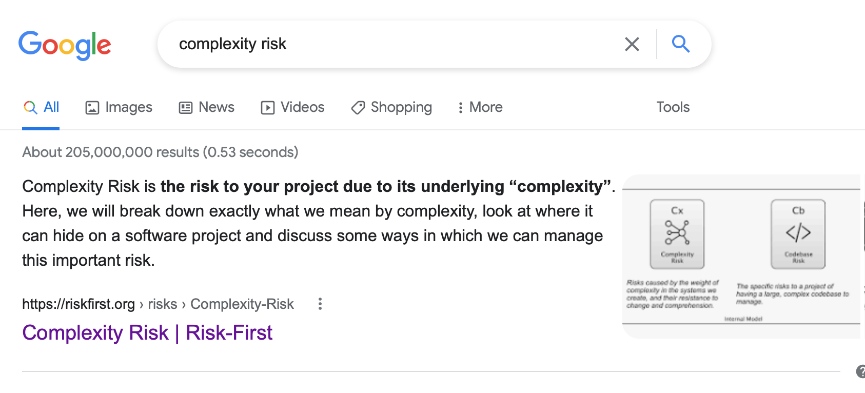 Google Search for Complexity Risk